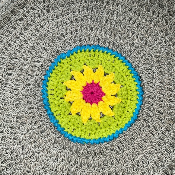Handmade Crochet Coaster set Boho Festive colorful Mexicana style Flower Mug Rug - Picture 6 of 7